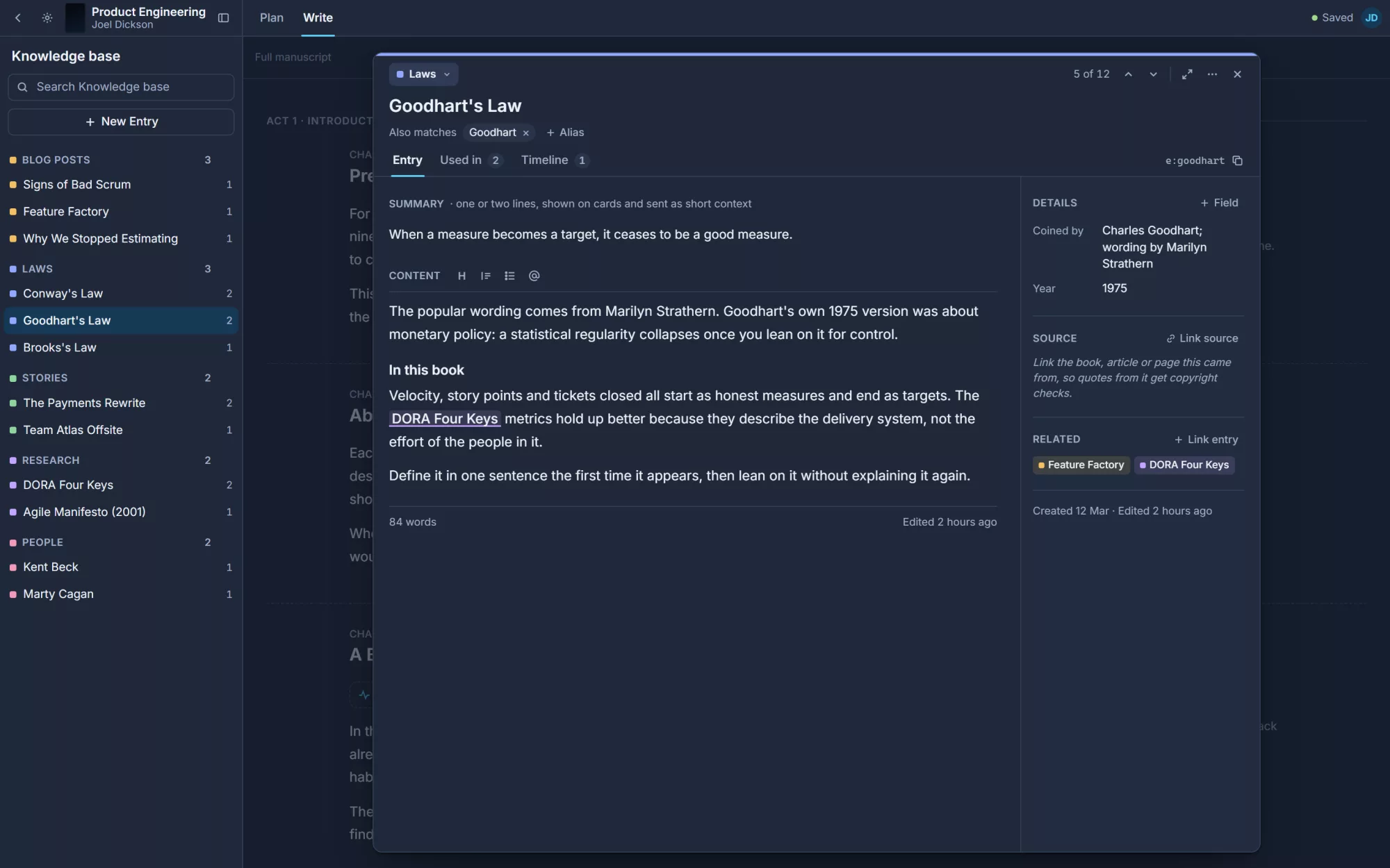 Codex knowledge base entry, dark